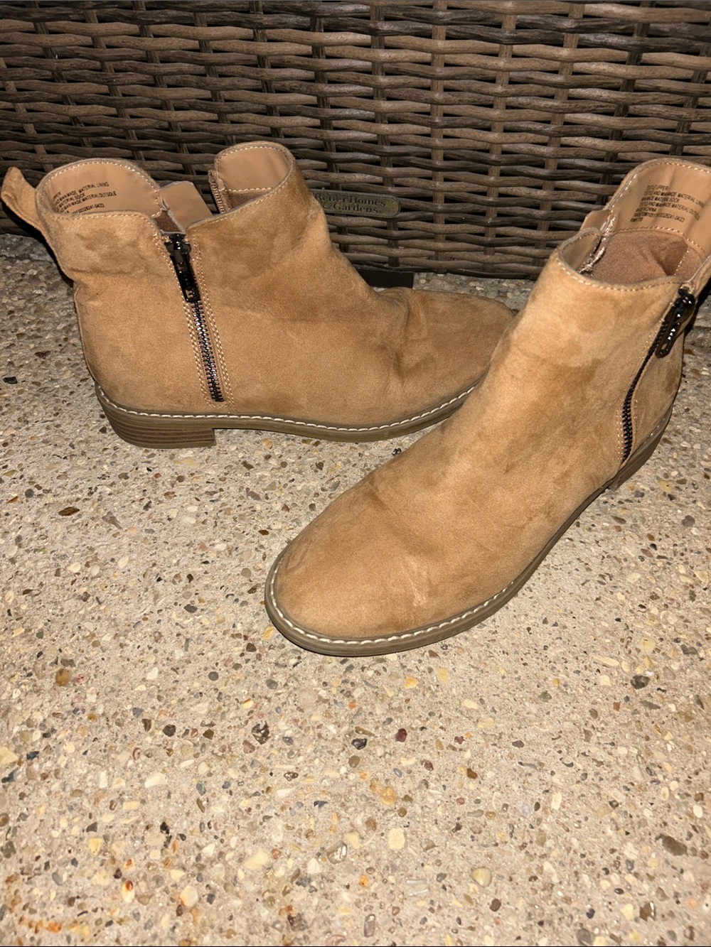 Universal Thread Tan Suede Side-Zip Ankle Booties